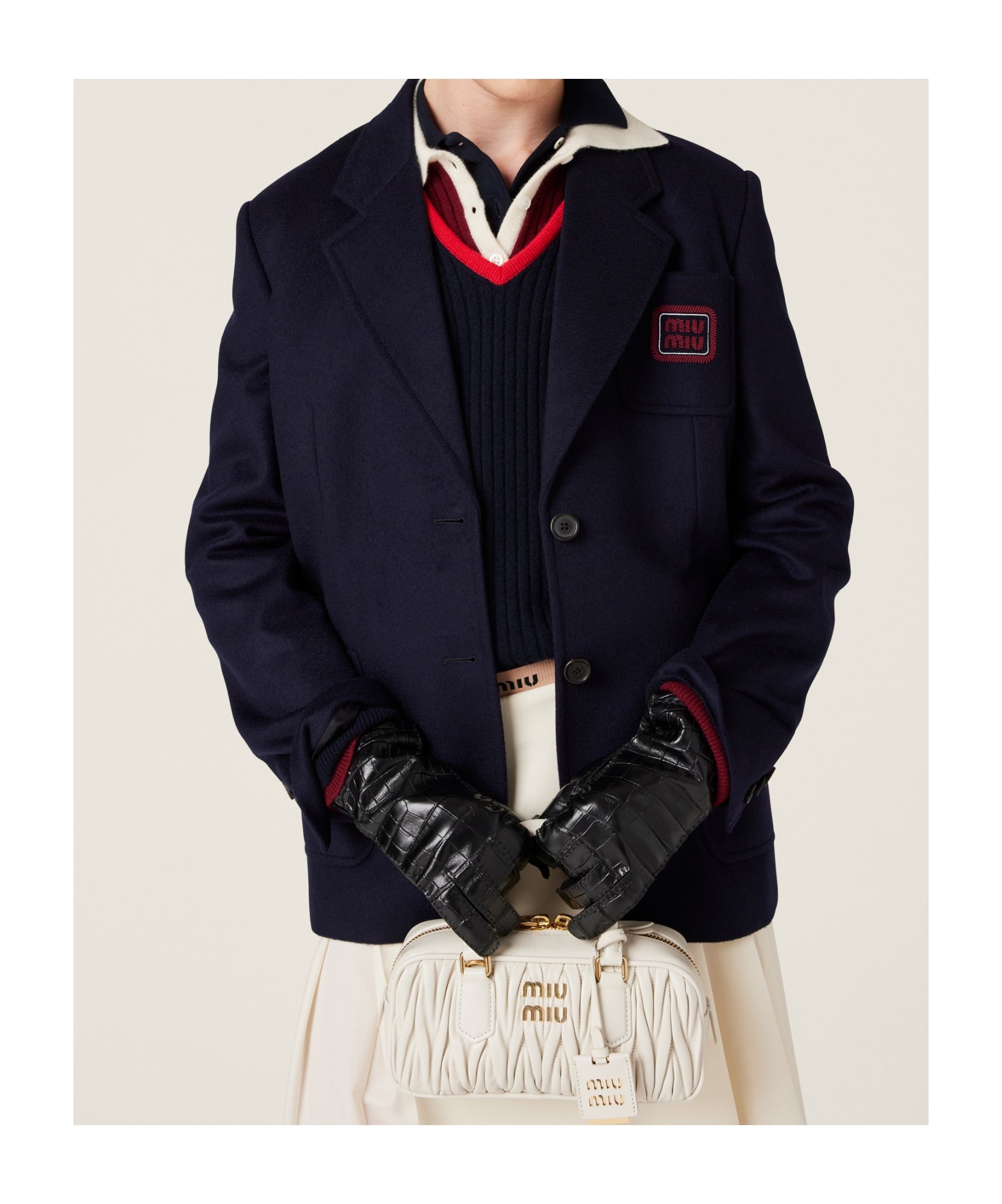 Miu Miu Long-sleeved Suit Coat In Black