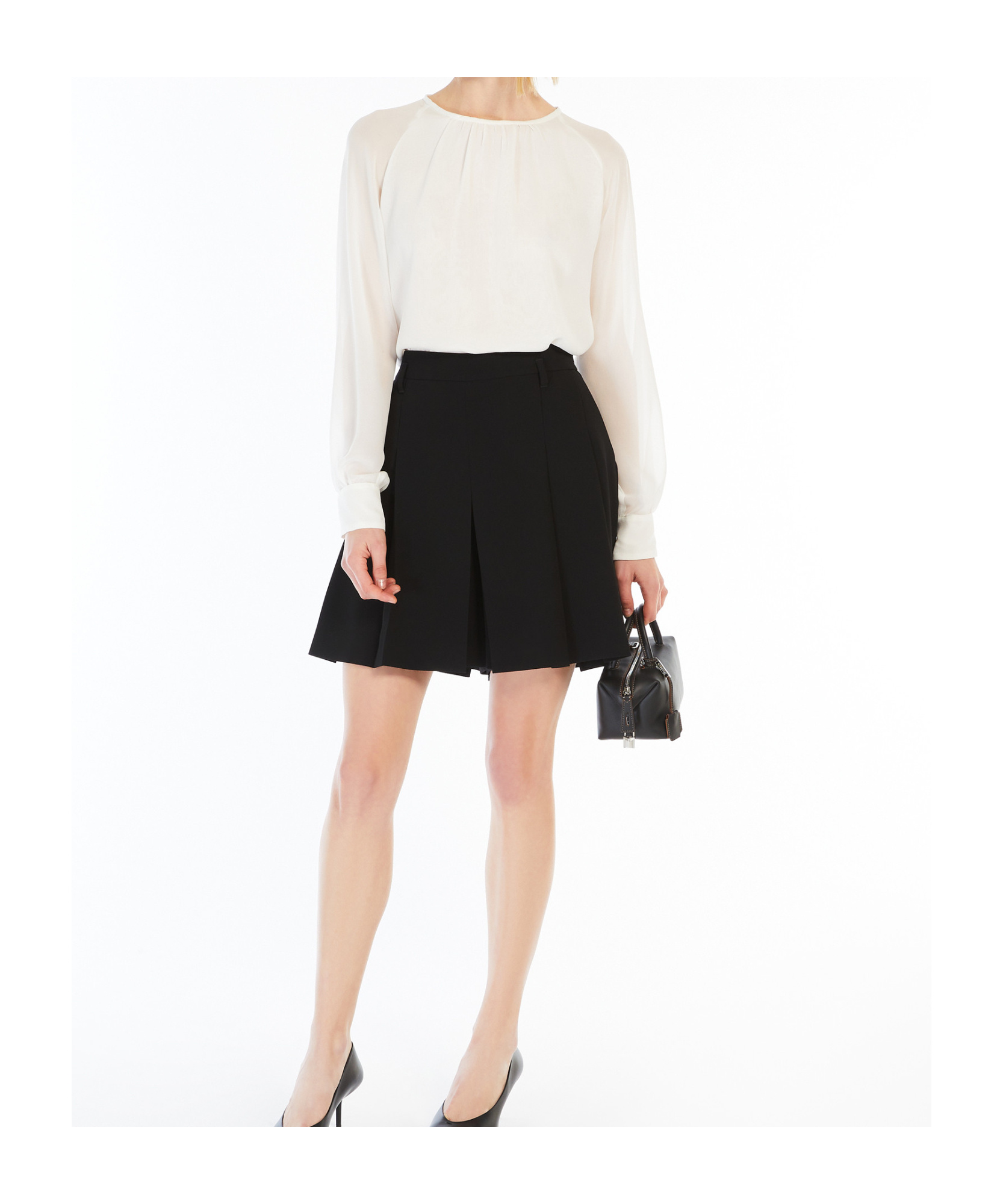 Max Mara Studio Crewneck Long-sleeved Top In White