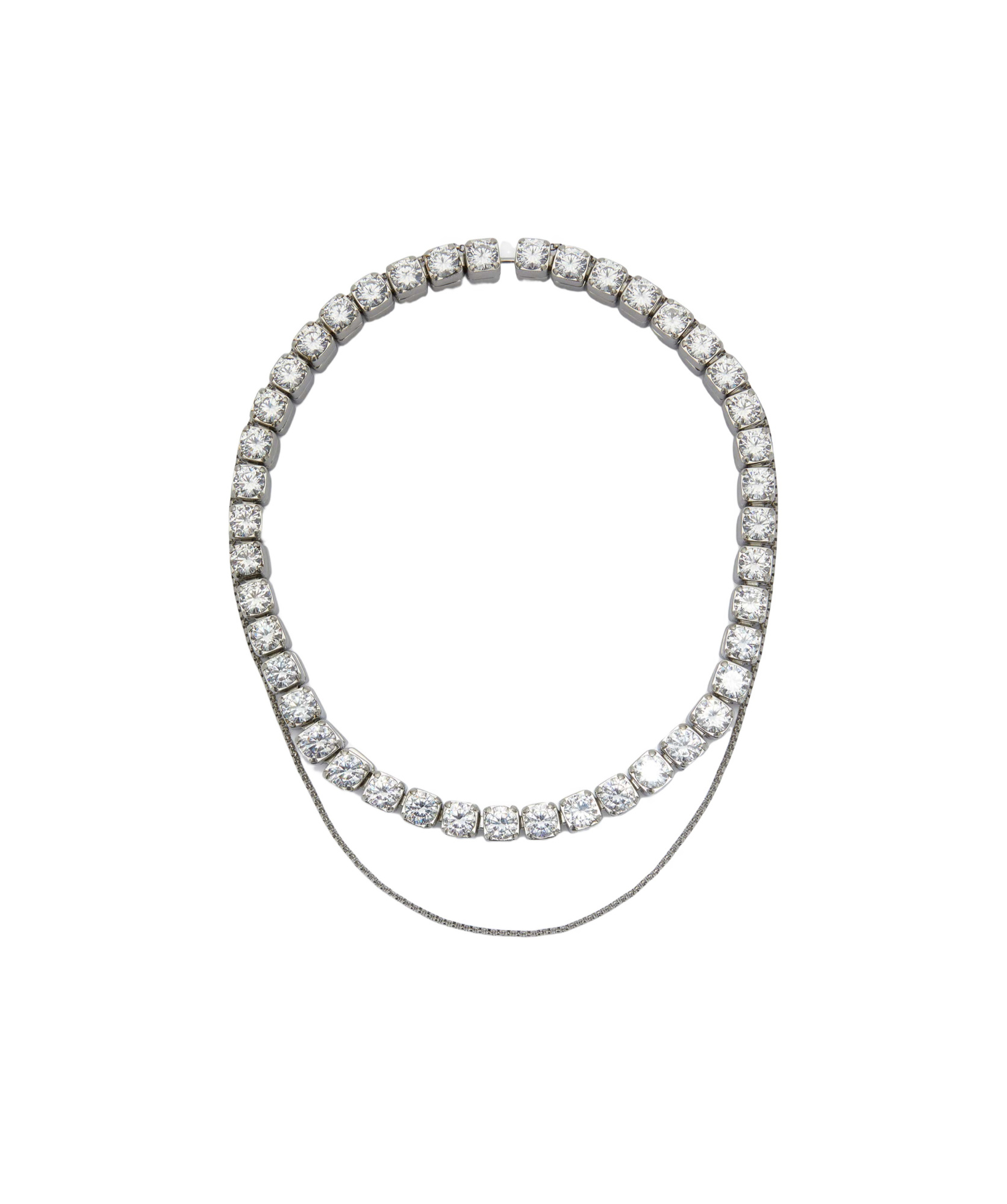 Jil Sander Crystal-embellished Cubic Necklace In Metallic