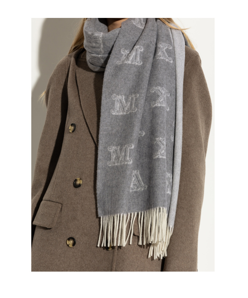 Max Mara Logo Scarf In Gray