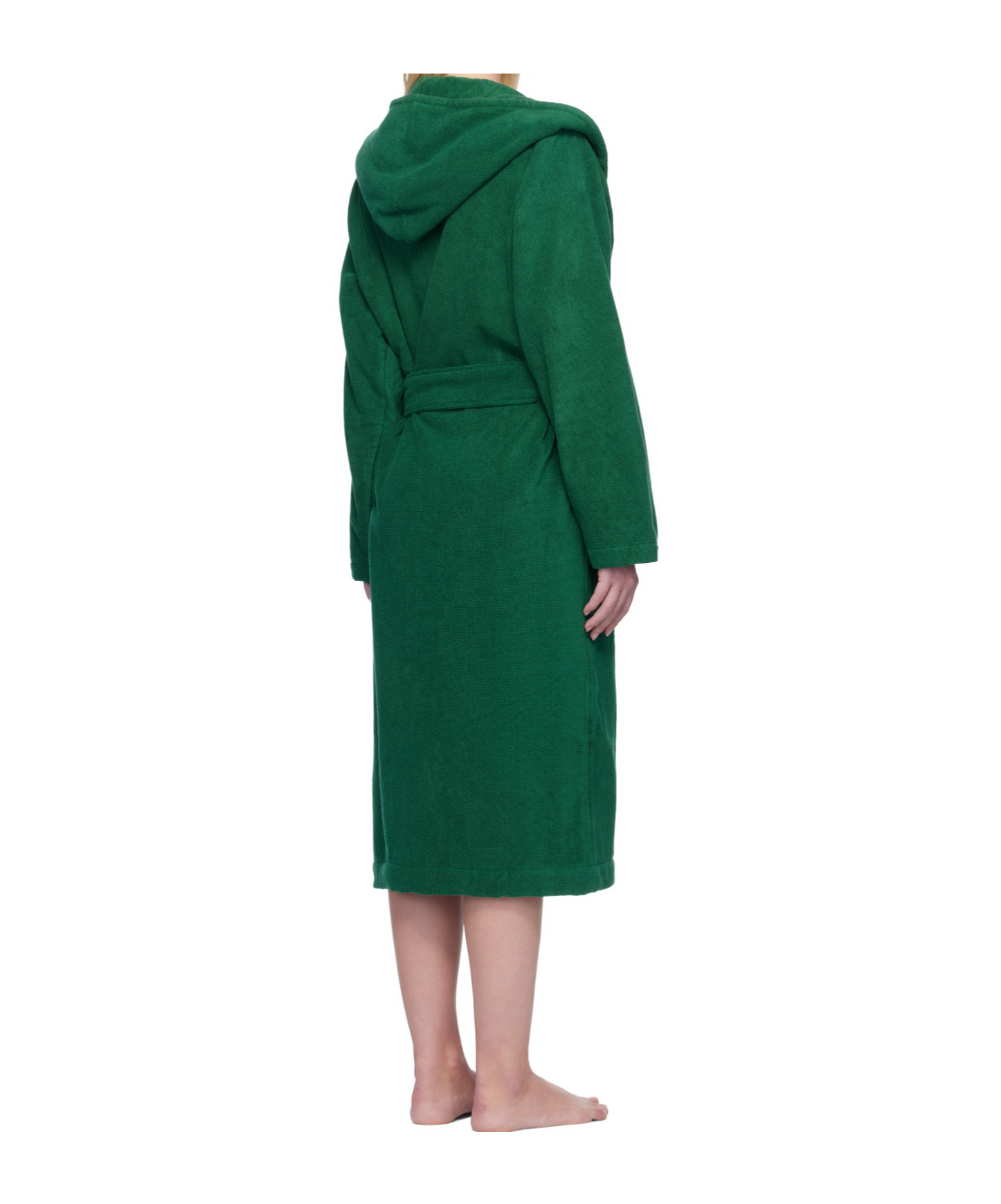 Tekla Green Hooded Bathrobe In Green