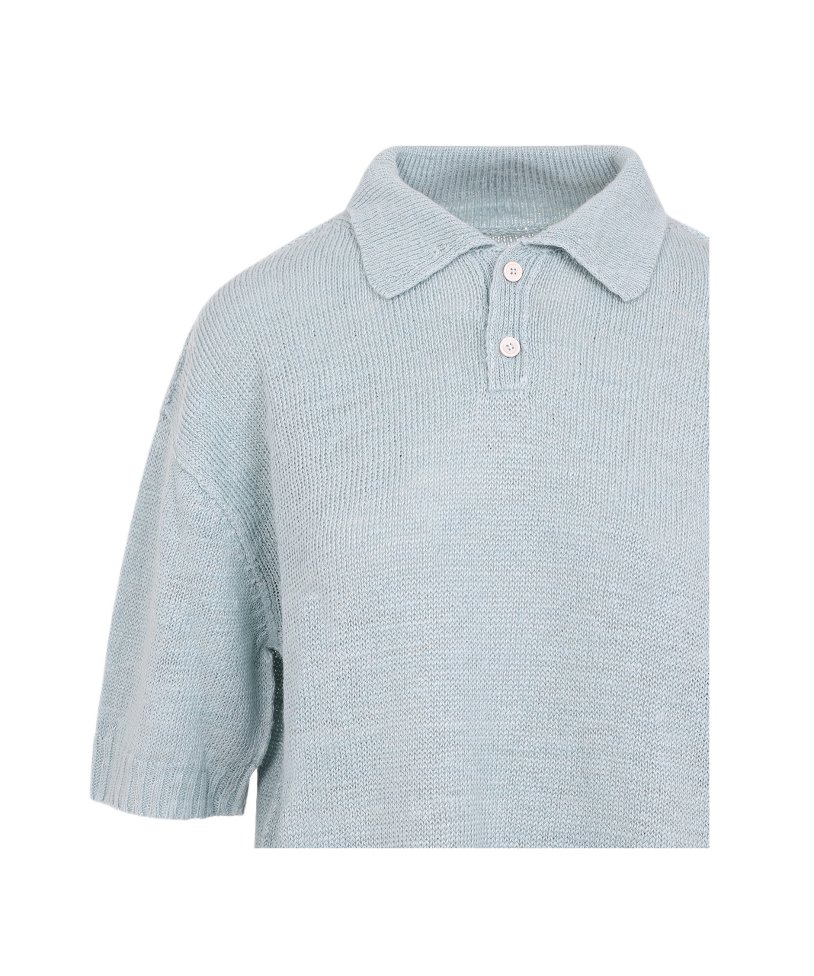 Maison Margiela Short-sleeved Knitted Polo Top In Blue