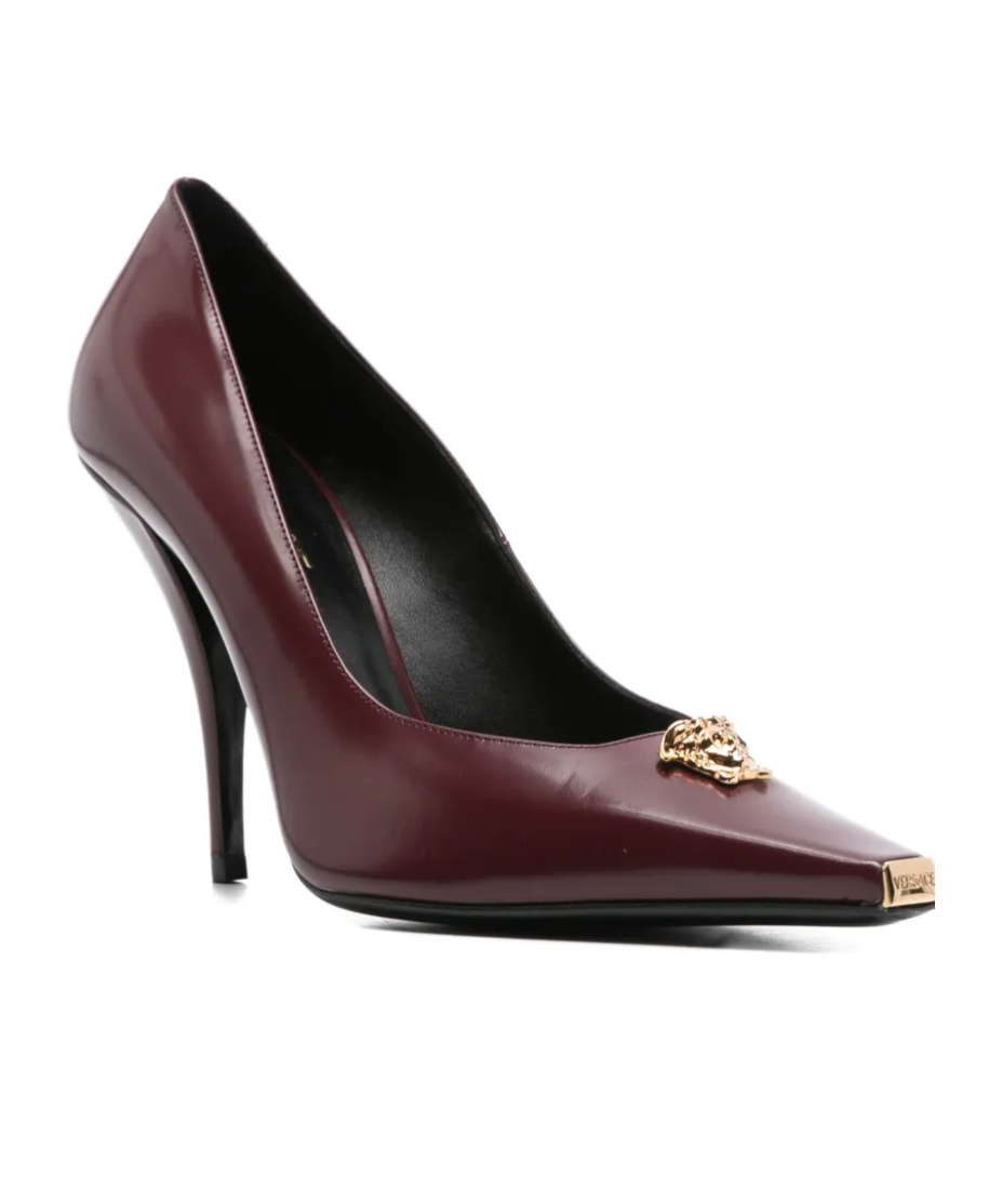 Versace 110mm Medusa-embellished Pointed-toe Pumps In Brown