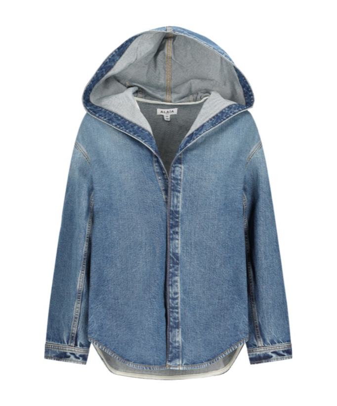 Alaïa Hooded Denim Top In Blue