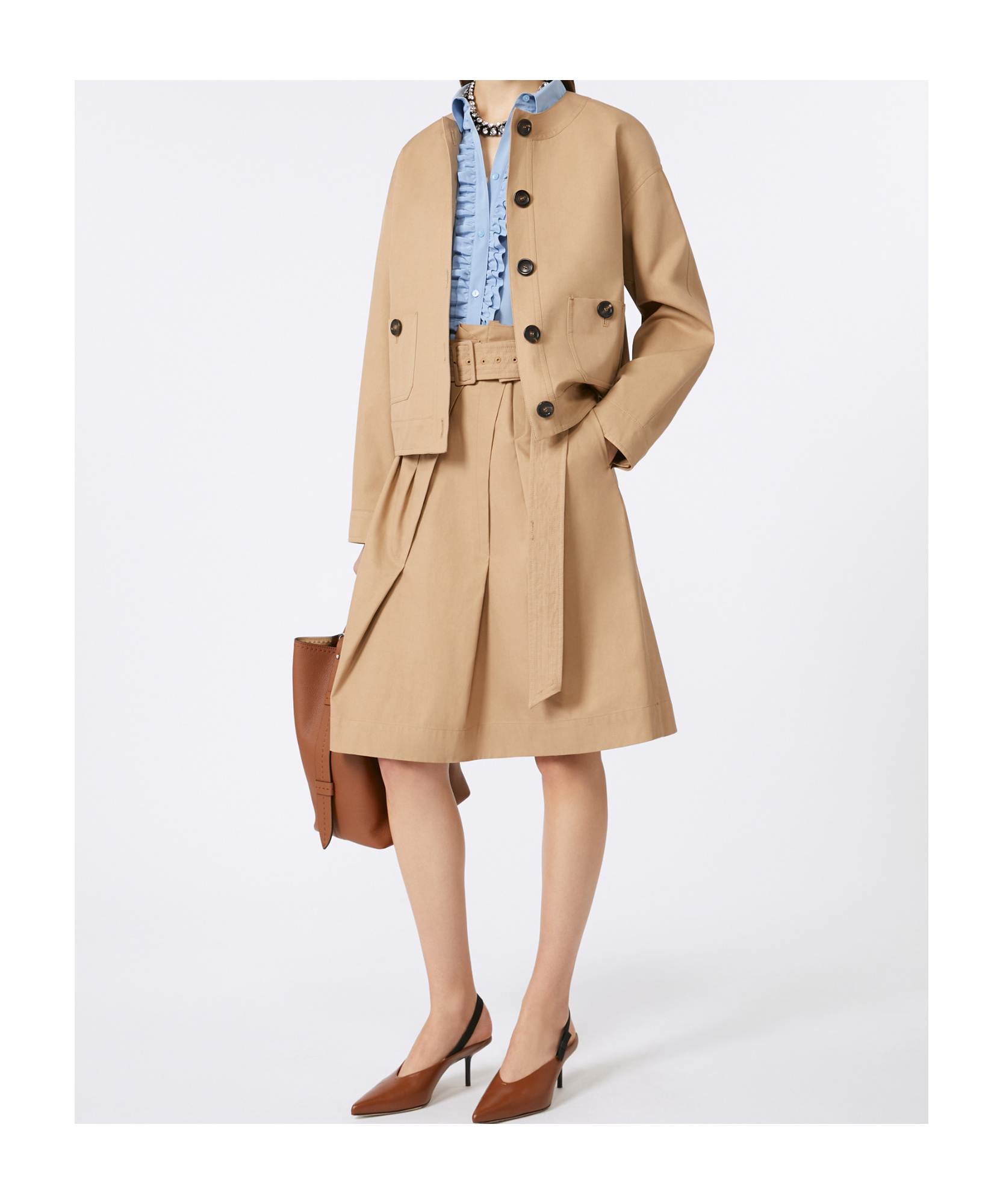 Max Mara Cotton Twill Bomber Jacket In Brown