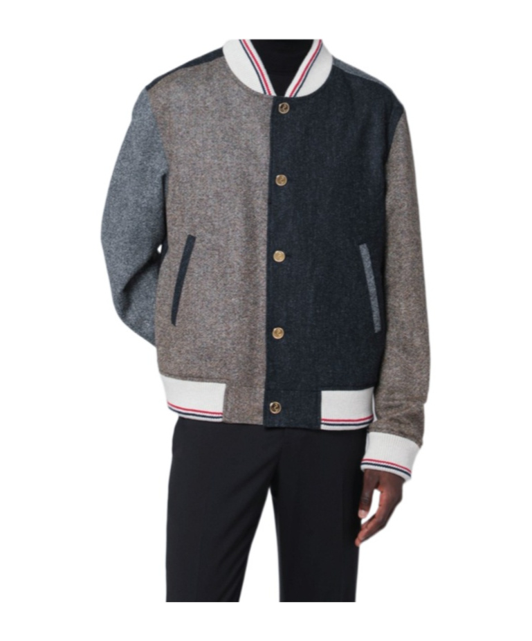 Thom Browne Wool Bomber Jacket With Color Block Design In Multi
