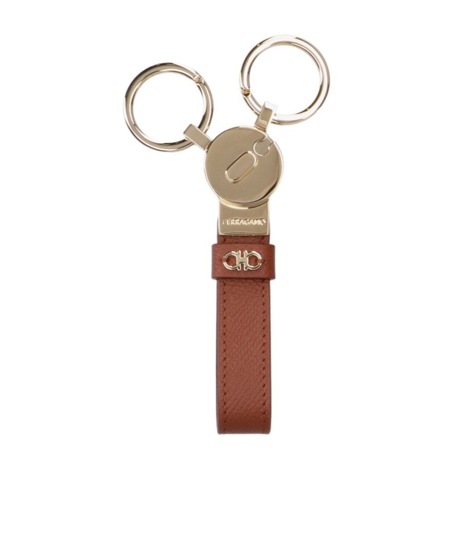 Ferragamo Gancini Keyring In Brown