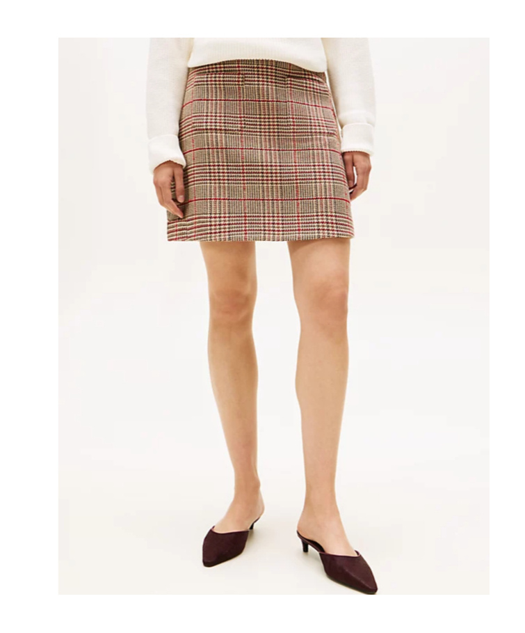 Tommy Hilfiger Check Tweed Mini Skirt In Brown