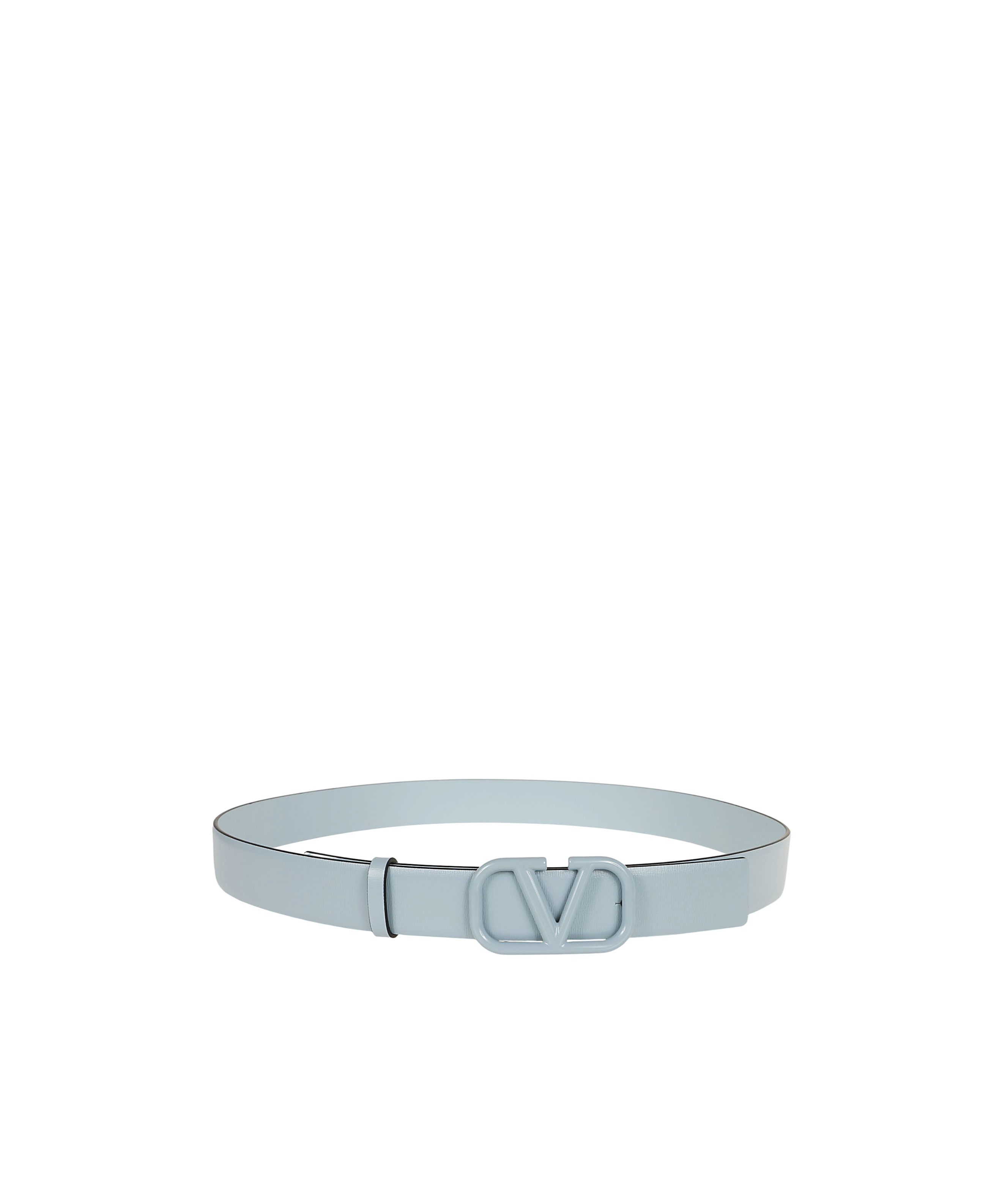 Valentino Garavani Vlogo Leather Belt In Blue