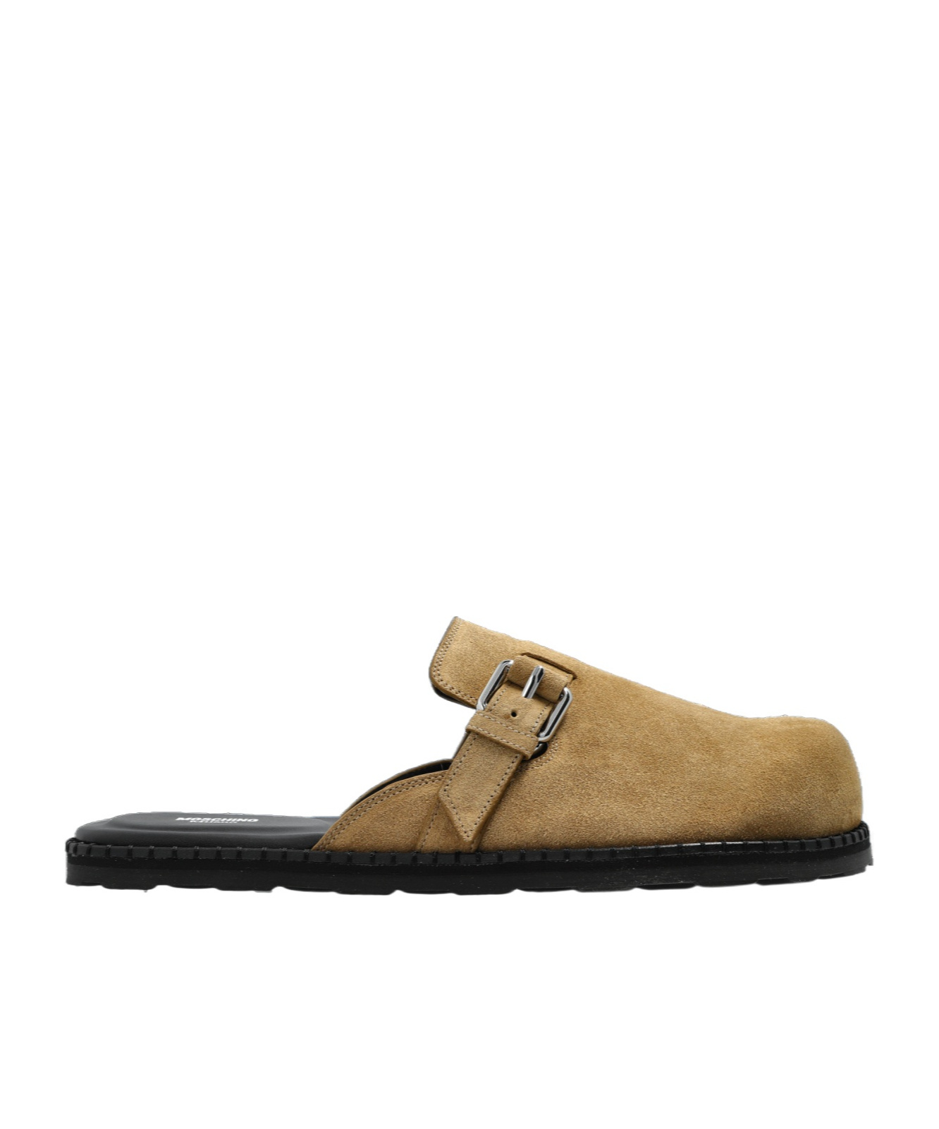 Moschino Suede Sabot With Strap In Black