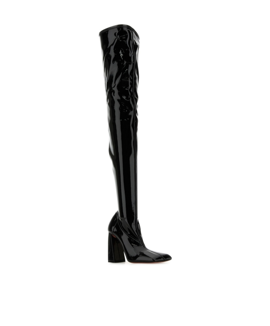 Amina Muaddi Marine Stretch Thigh High Boots In Black
