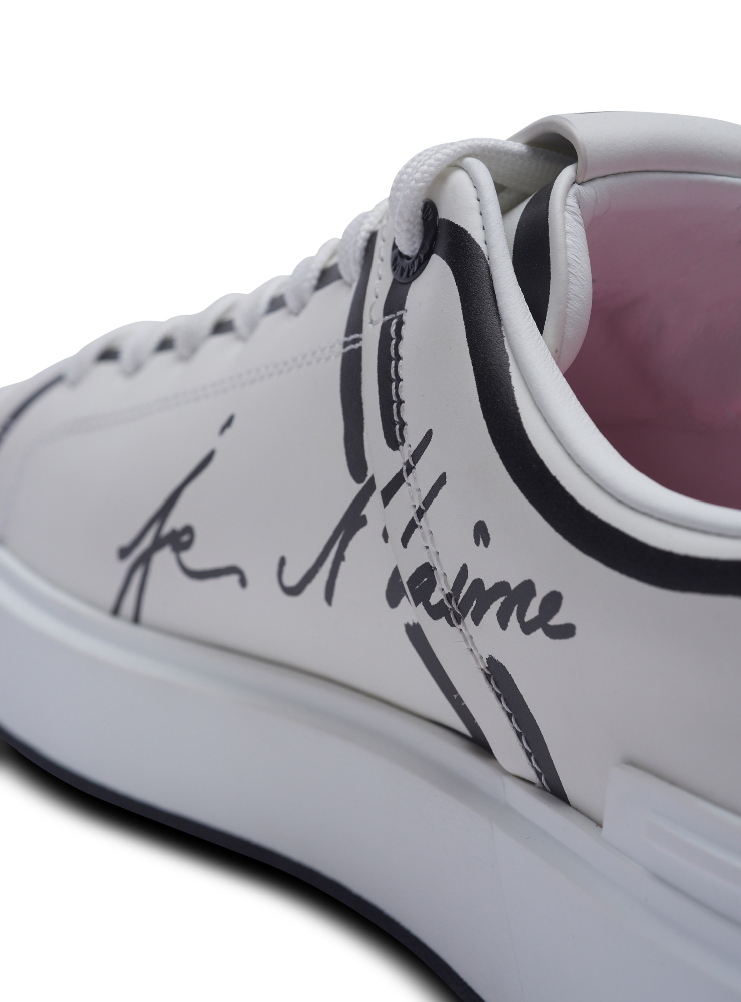 BALMAIN B-COURT PRINTED CALFSKIN TRAINERS