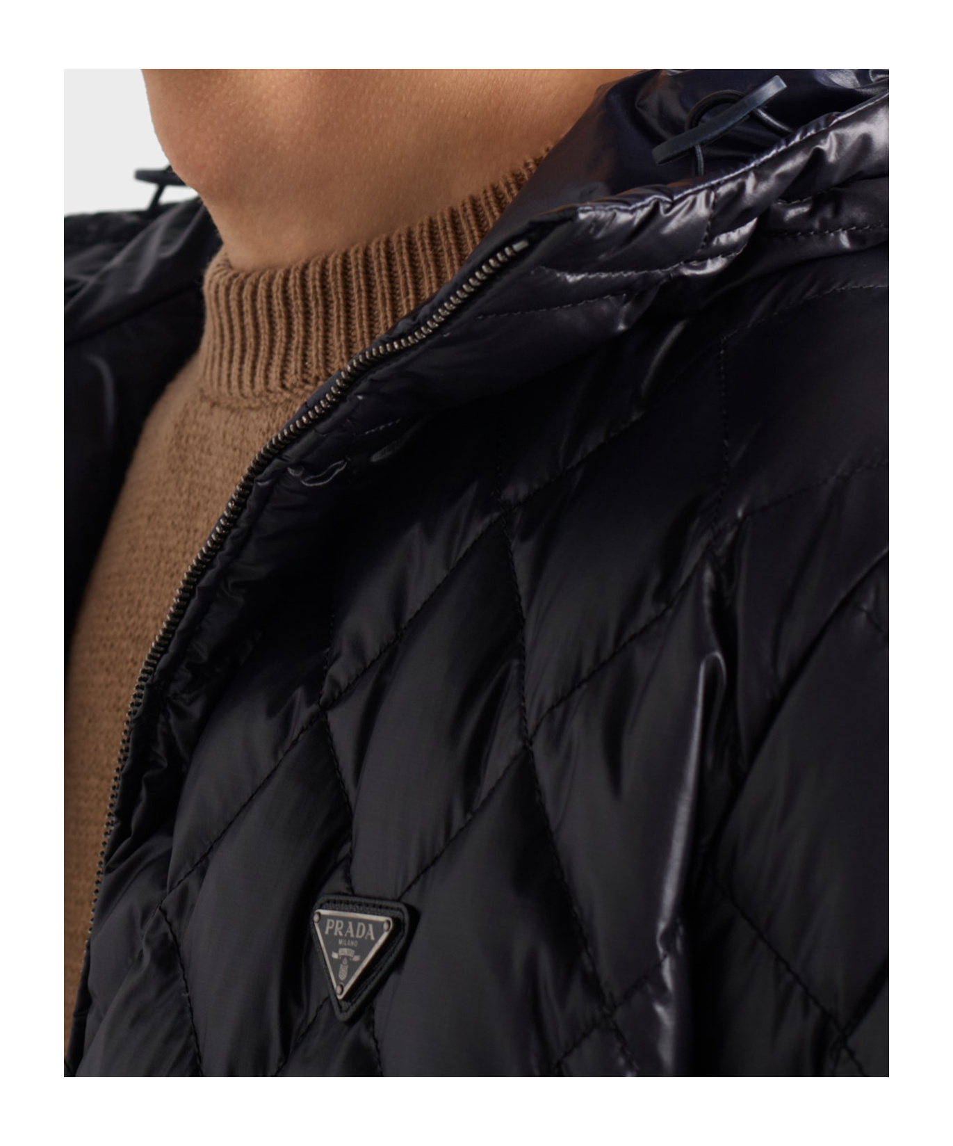 Prada Quilted Hooded Jacket In Black