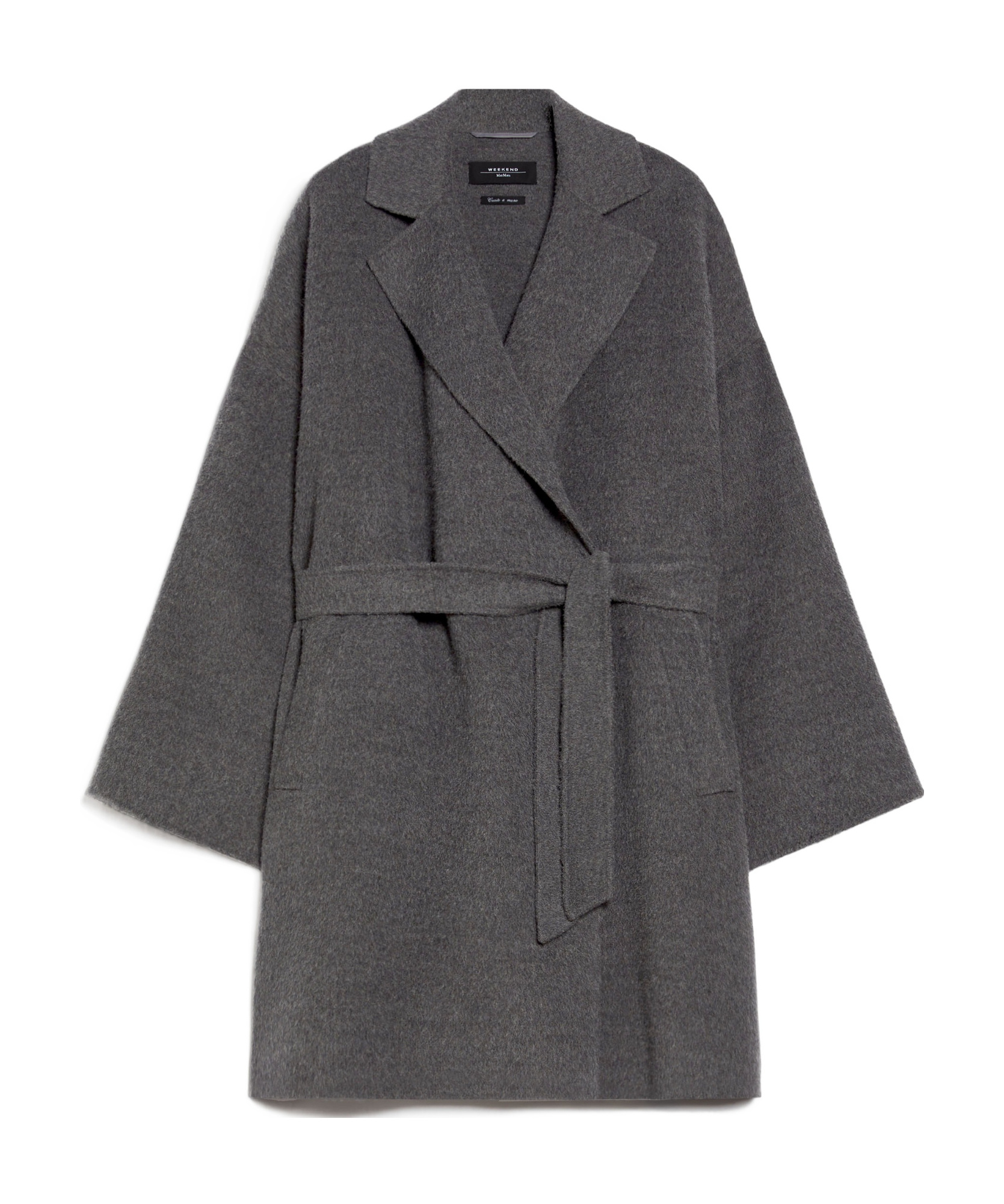 Weekend Max Mara Alpaca Long-sleeved Coat In Gray