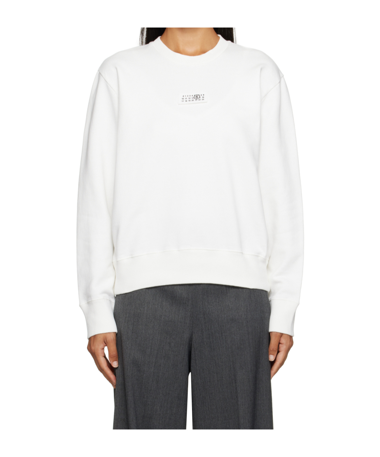 Mm6 Maison Margiela Off-white Logo Patch Sweatshirt In White
