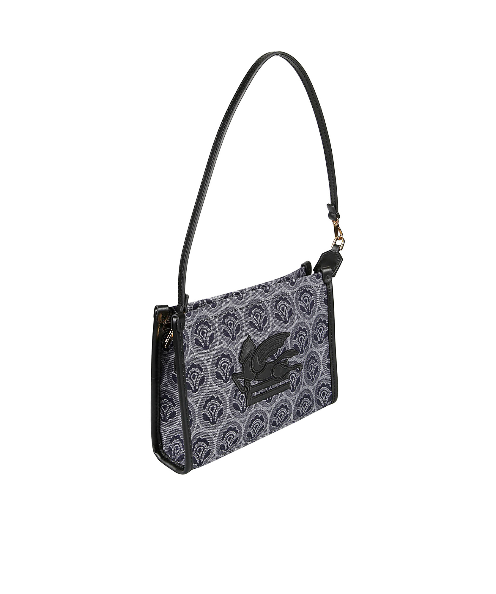Etro Logo Pattern Shoulder Bag In Black