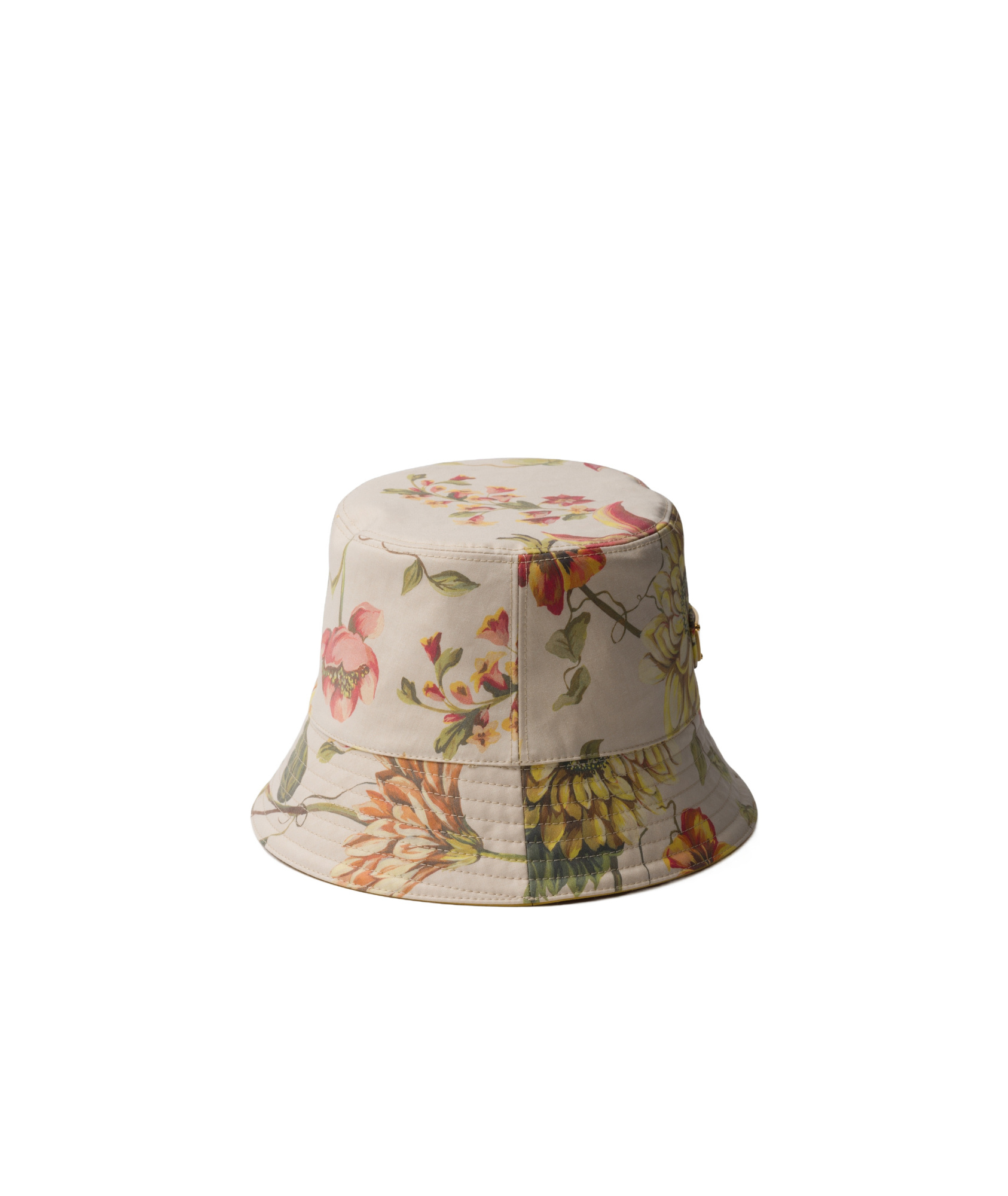 Prada Reversible Printed Cotton Bucket Hat In Nude