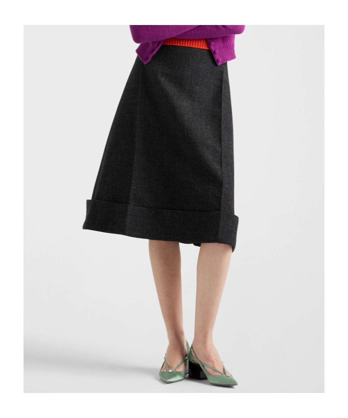 Prada Midirock Im Vintage-look Mit Schnellstich In Gray