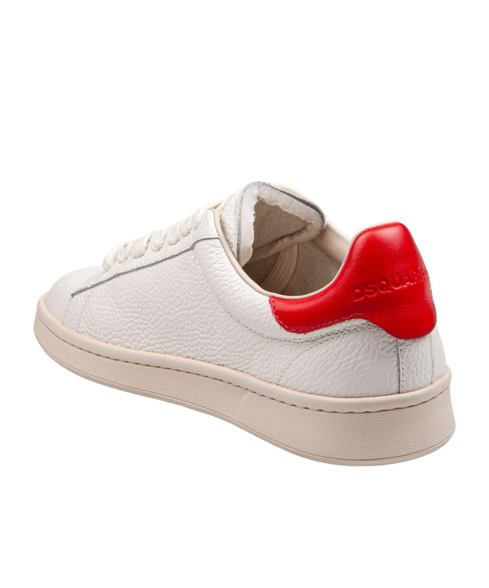 Dsquared2 Boxer Sneakers In Leather White And Red Color In White