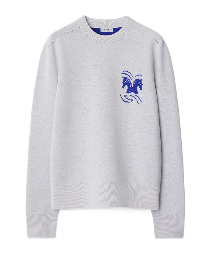 Burberry Mirrored Horse Wool Blend Sweater In White
