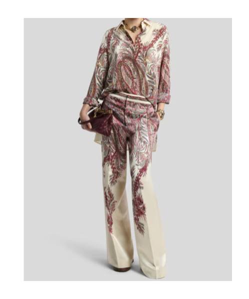 Etro Printed Satin Palazzo Trousers In Multi