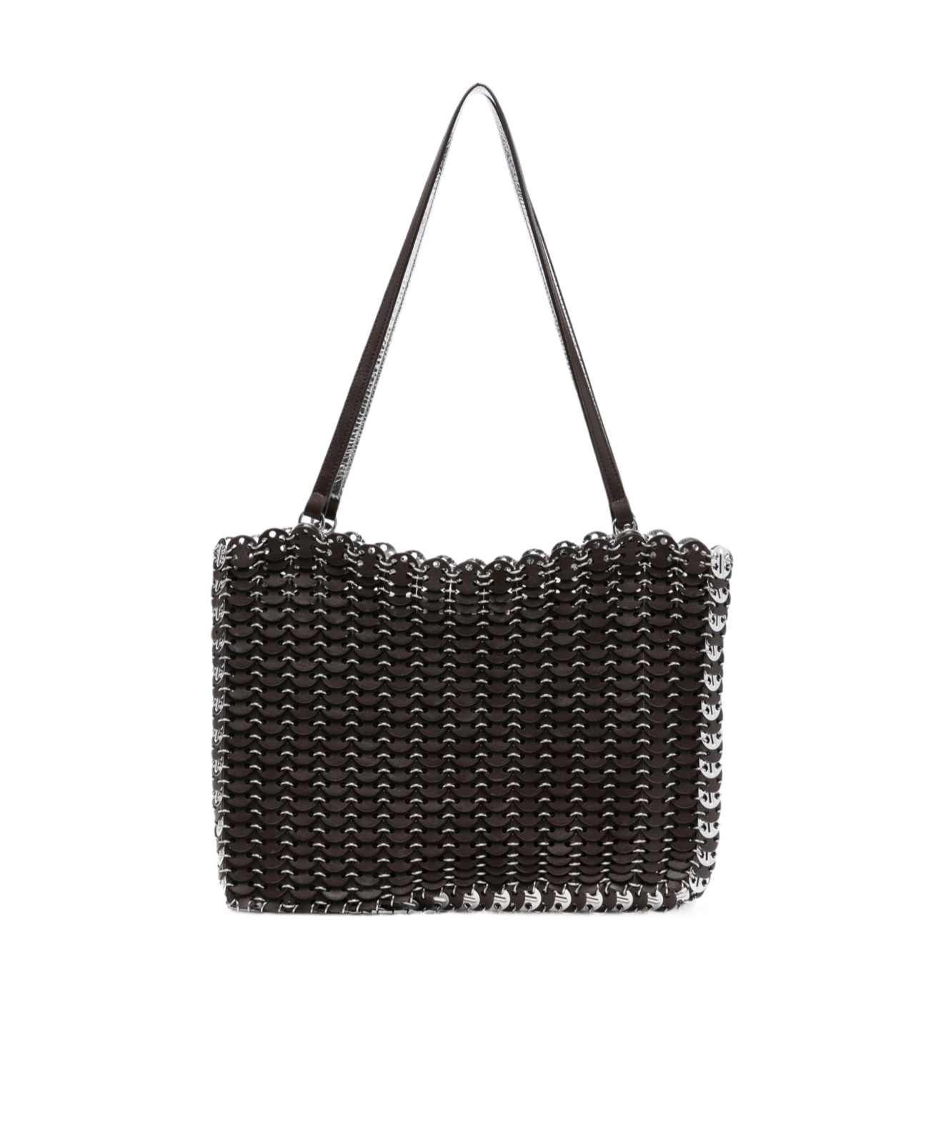 Rabanne Woven Leather Shoulder Bag With Metallic Accents In Black