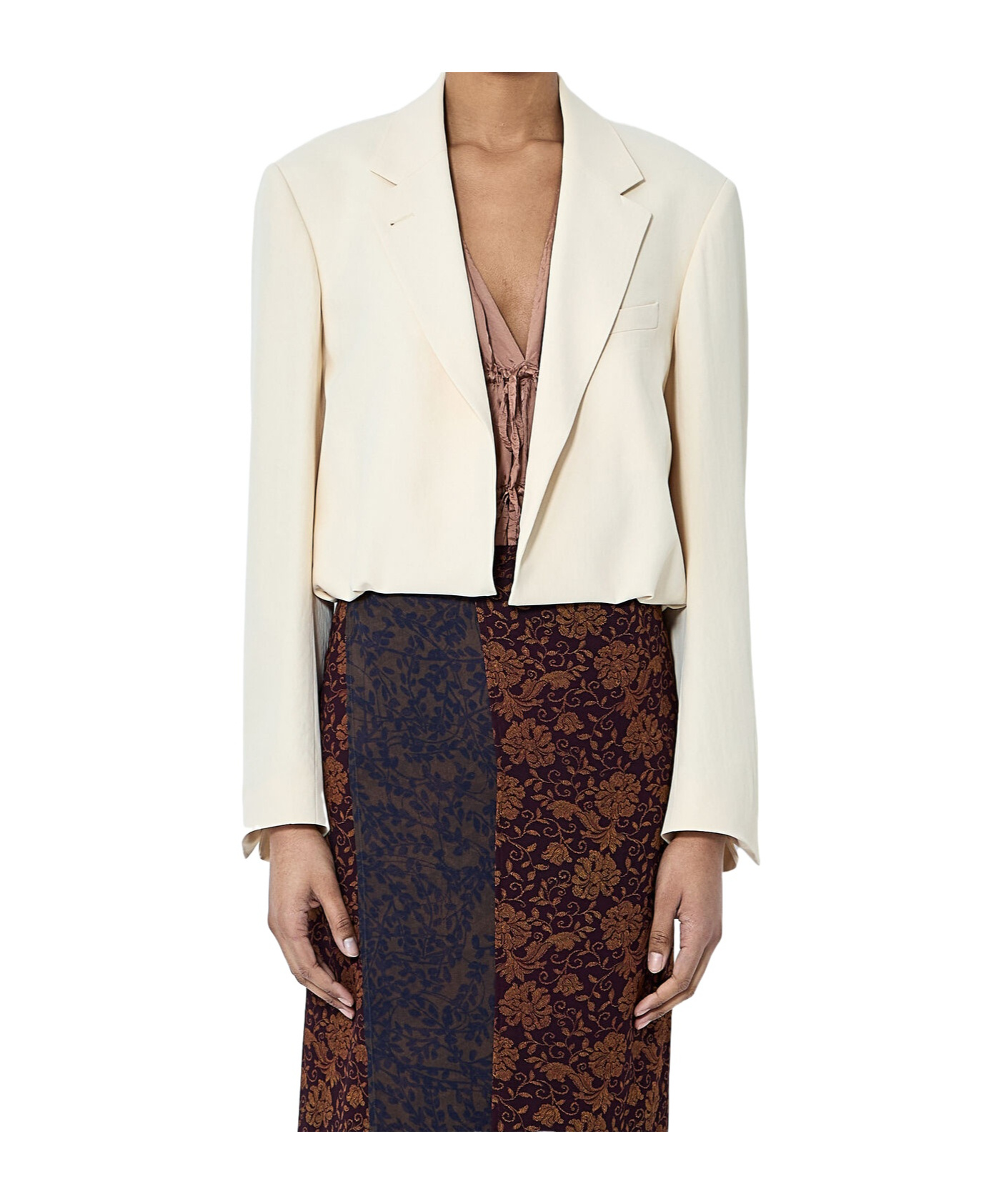 Dries Van Noten Crop Single-breasted Blazer In White