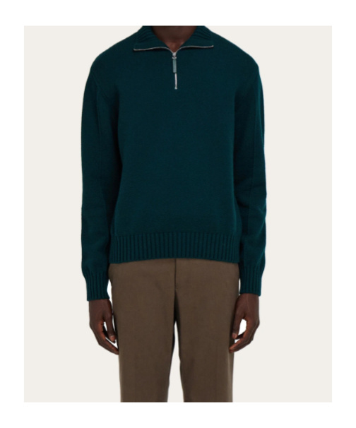 Ferragamo High Neck Cashmere Pullover In Green