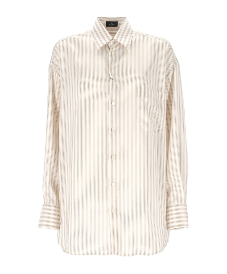 Shop Etro Striped Buttoned Shirt In White