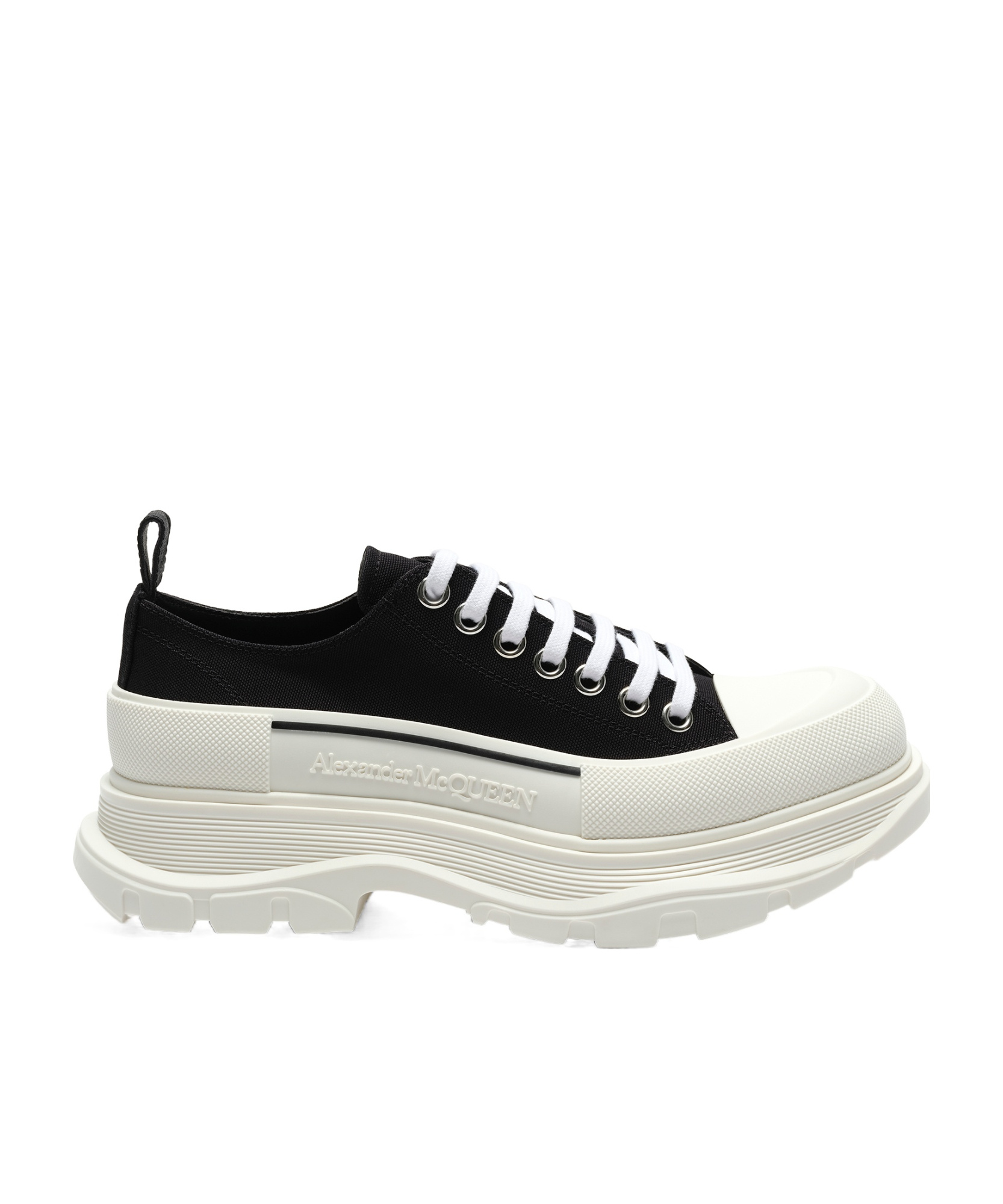 Alexander Mcqueen Black Nappa Leather Tread Slick Sneakers In White