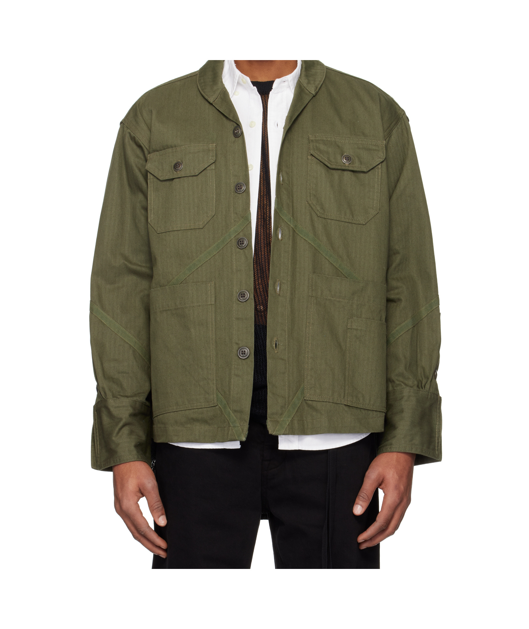 Greg Lauren Long Sleeve Casual Jacket In Green