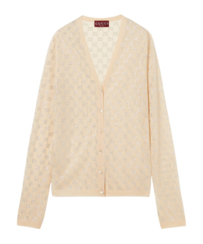 Gucci Gg Embellished Cardigan In Pink