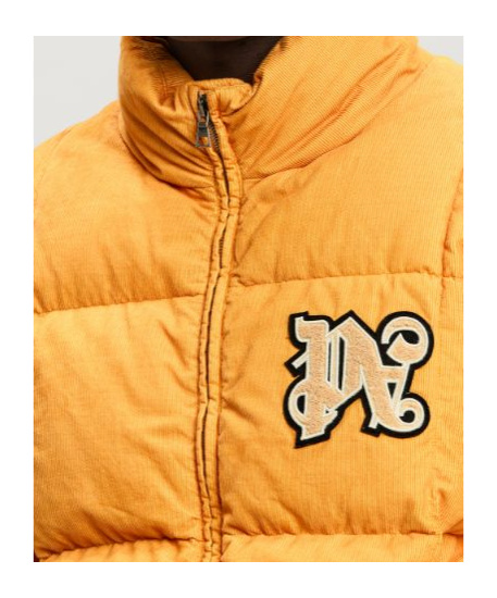 Palm Angels Corduroy Down Jacket Monogram In Yellow
