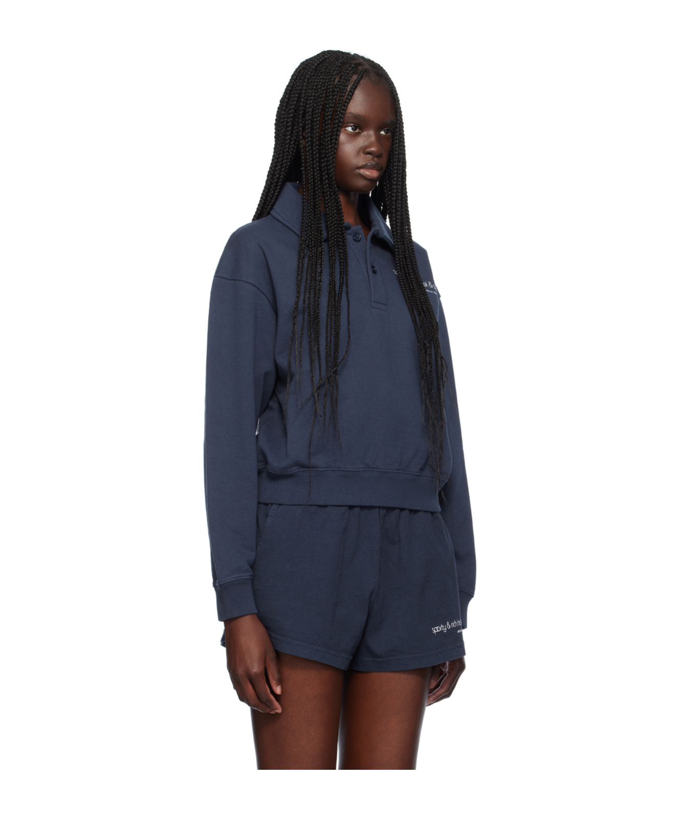 Shop Sporty And Rich Spa Long-sleeved Polo Shirt In Blue