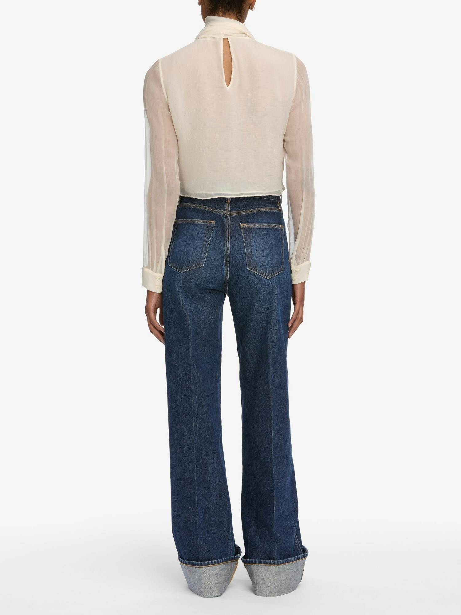 Frame The Cuffed Wide High-rise Wide-leg Jeans In Blue