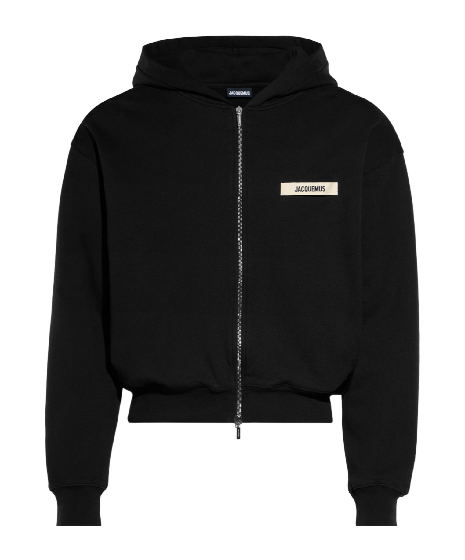 Jacquemus The Gros Grain Zip-up Hooded Sweatshirt In Black