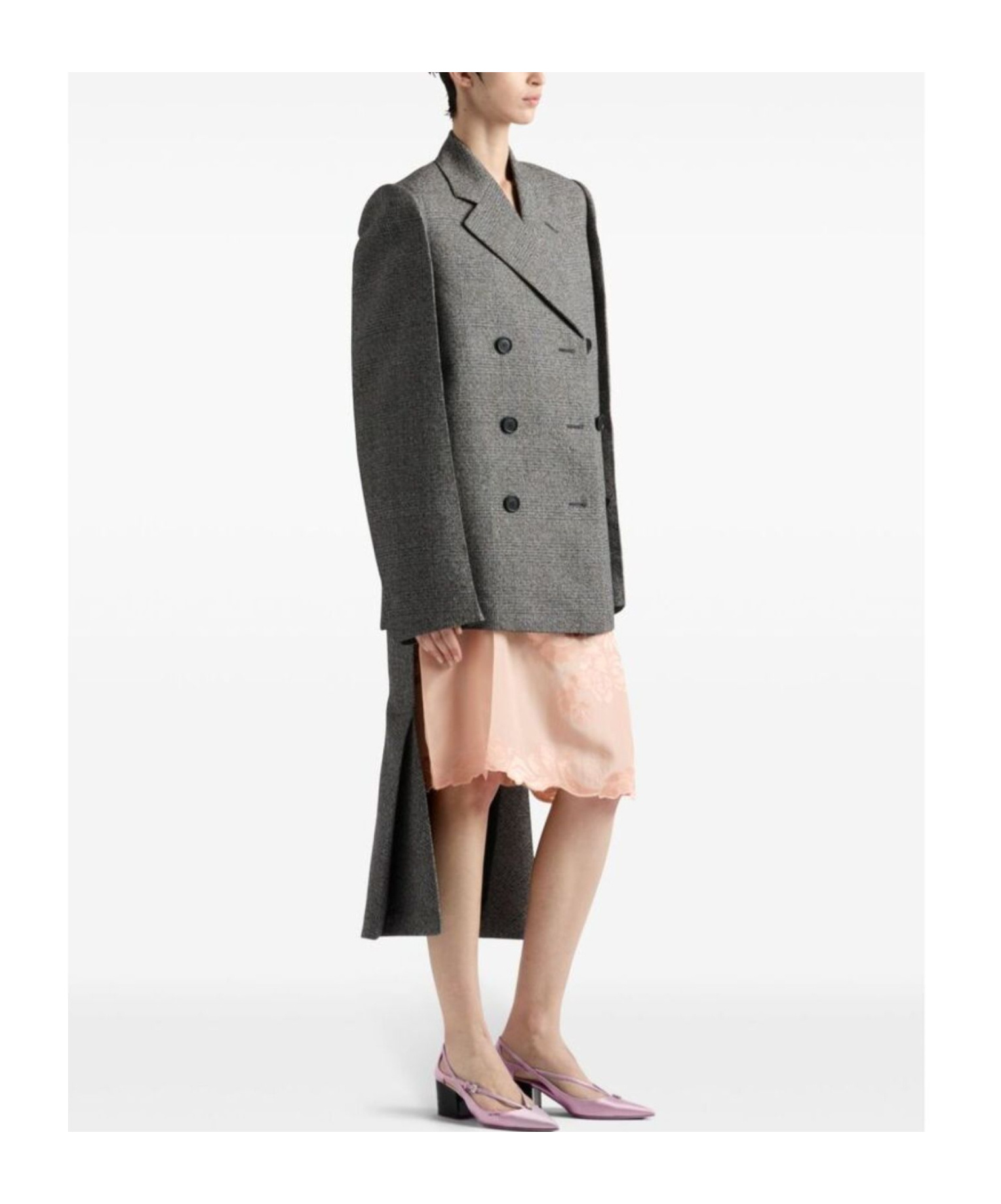 Prada Prince-of-wales Pattern Skirt In Gray