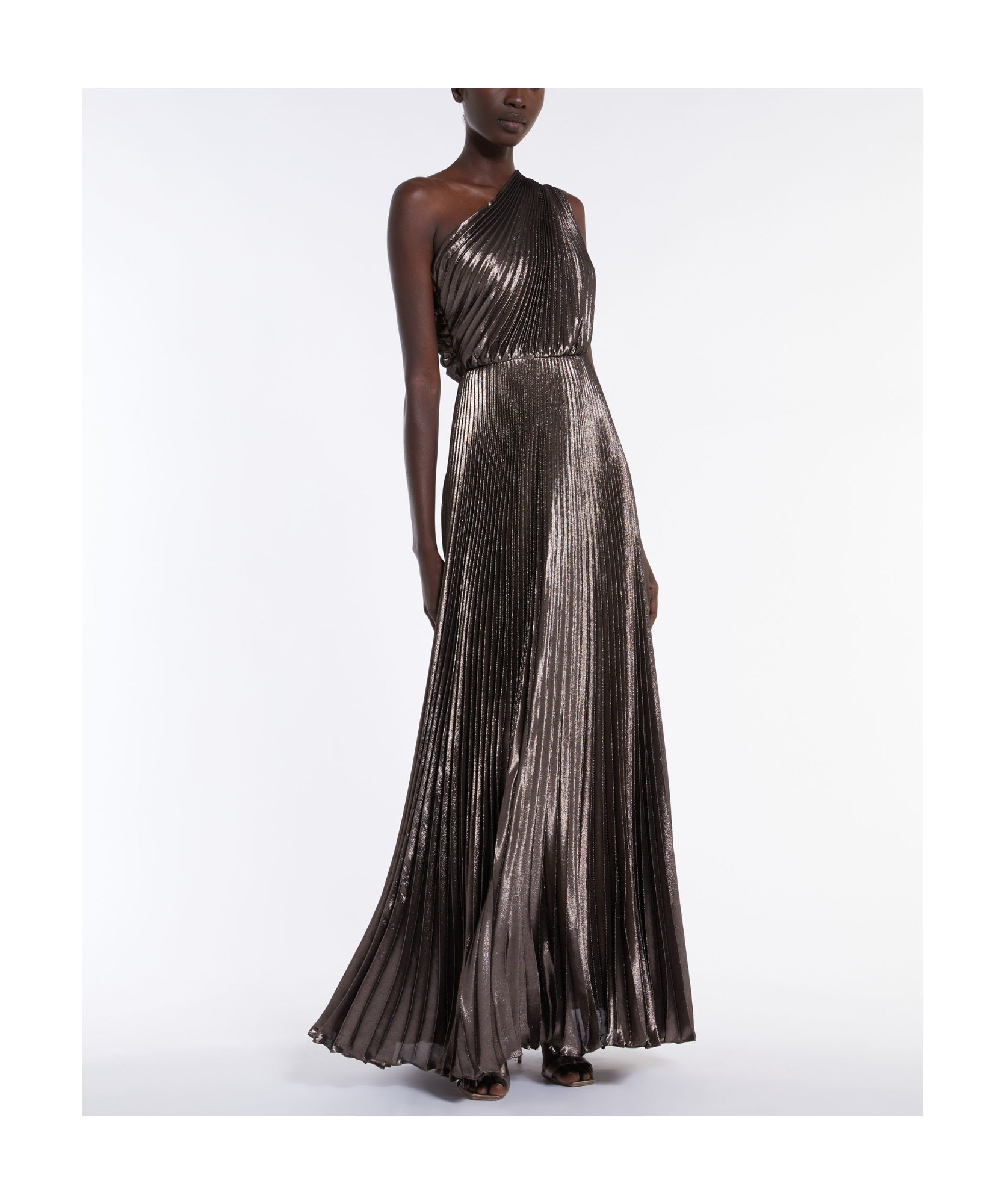 Max Mara Franz One-shoulder Pleated Belted Dress In Black