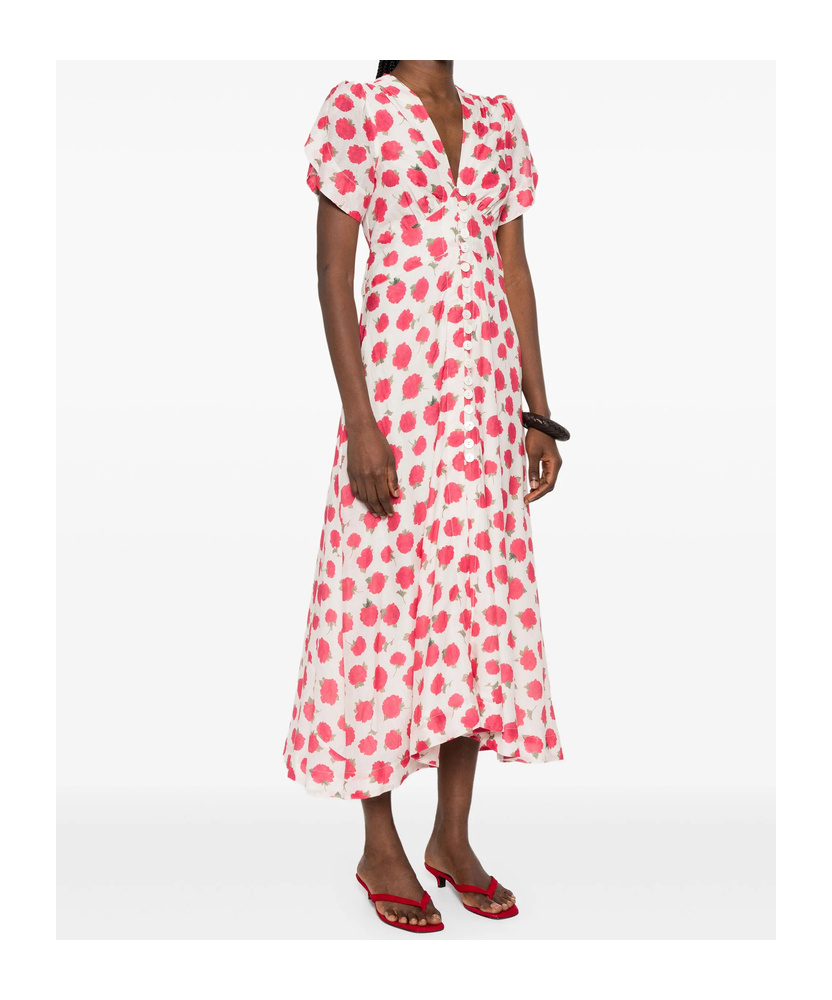 Shop Rixo London Patterned Dress In Pink