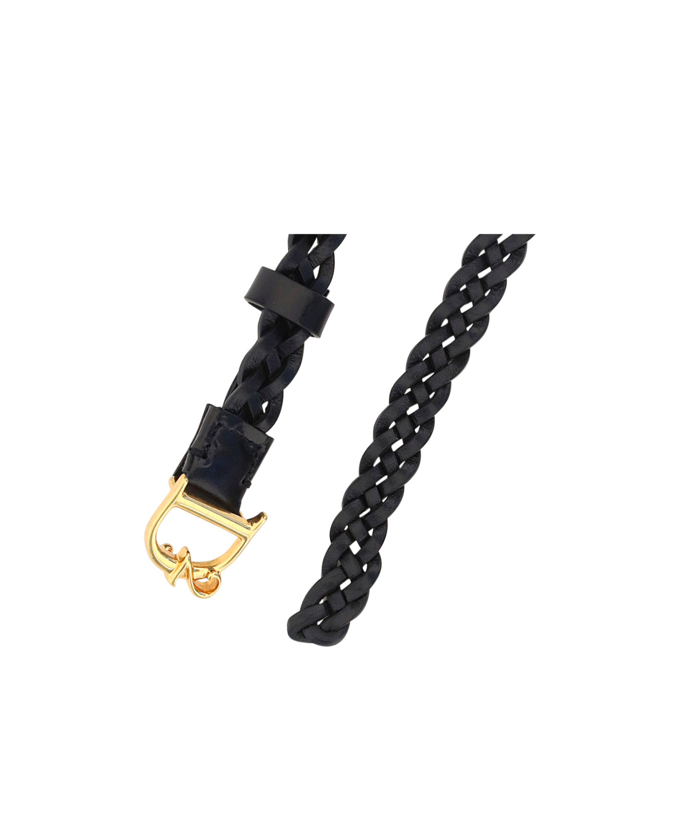 Dsquared2 Braided Leather Belt With Golden Anchor Buckle 15mm In Black