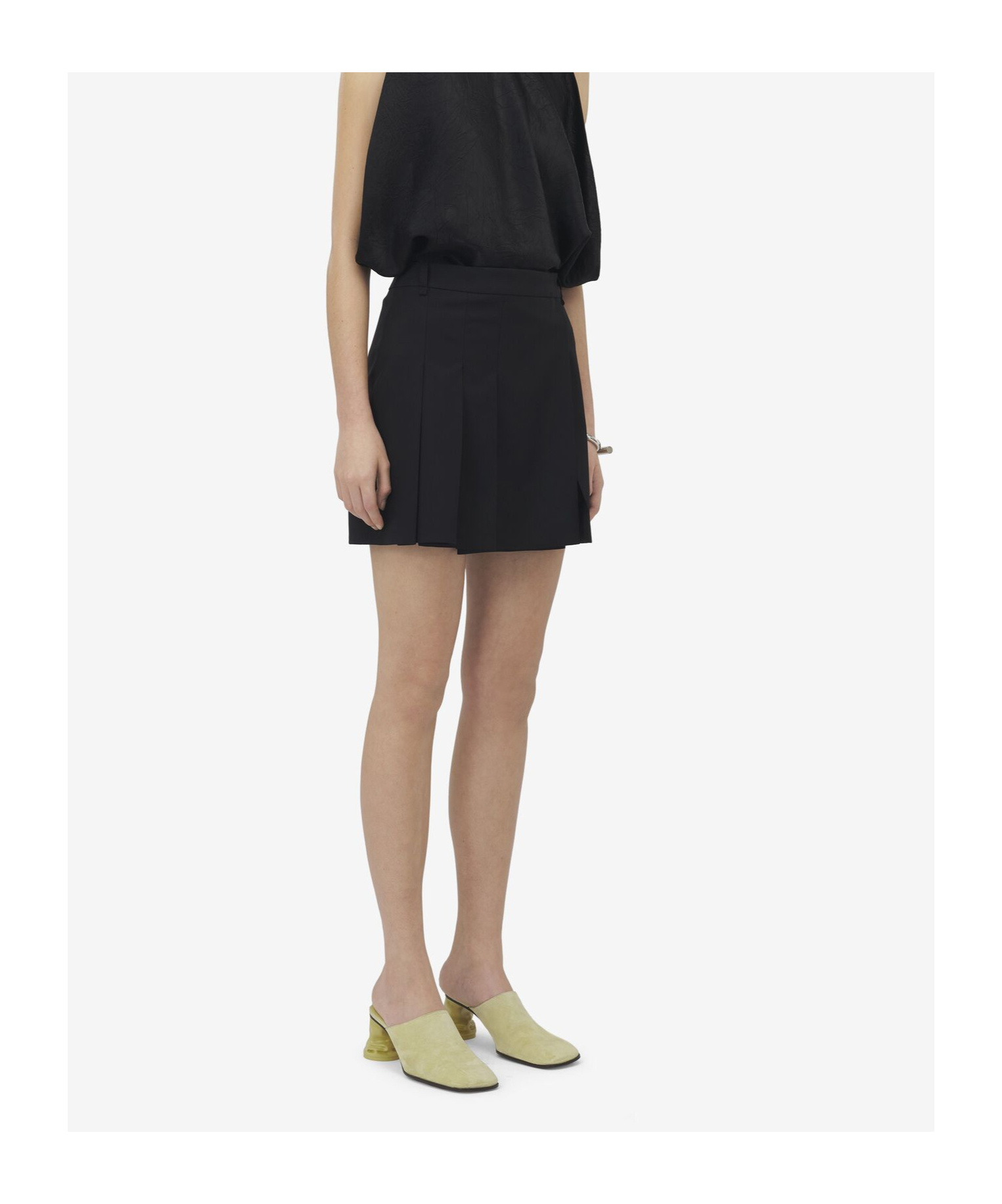 Alexander Mcqueen Frayed Pleated Wool-twill Mini Wrap Skirt In Black