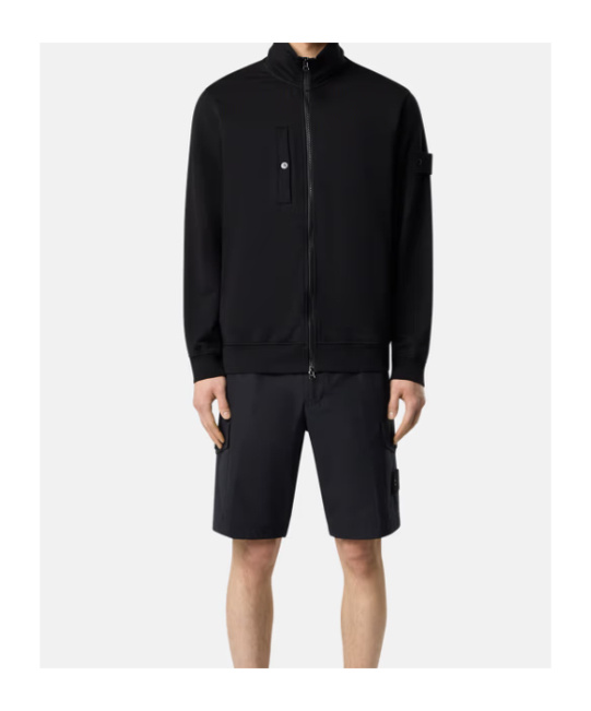 Stone Island Zippered Sweatshirt In Black