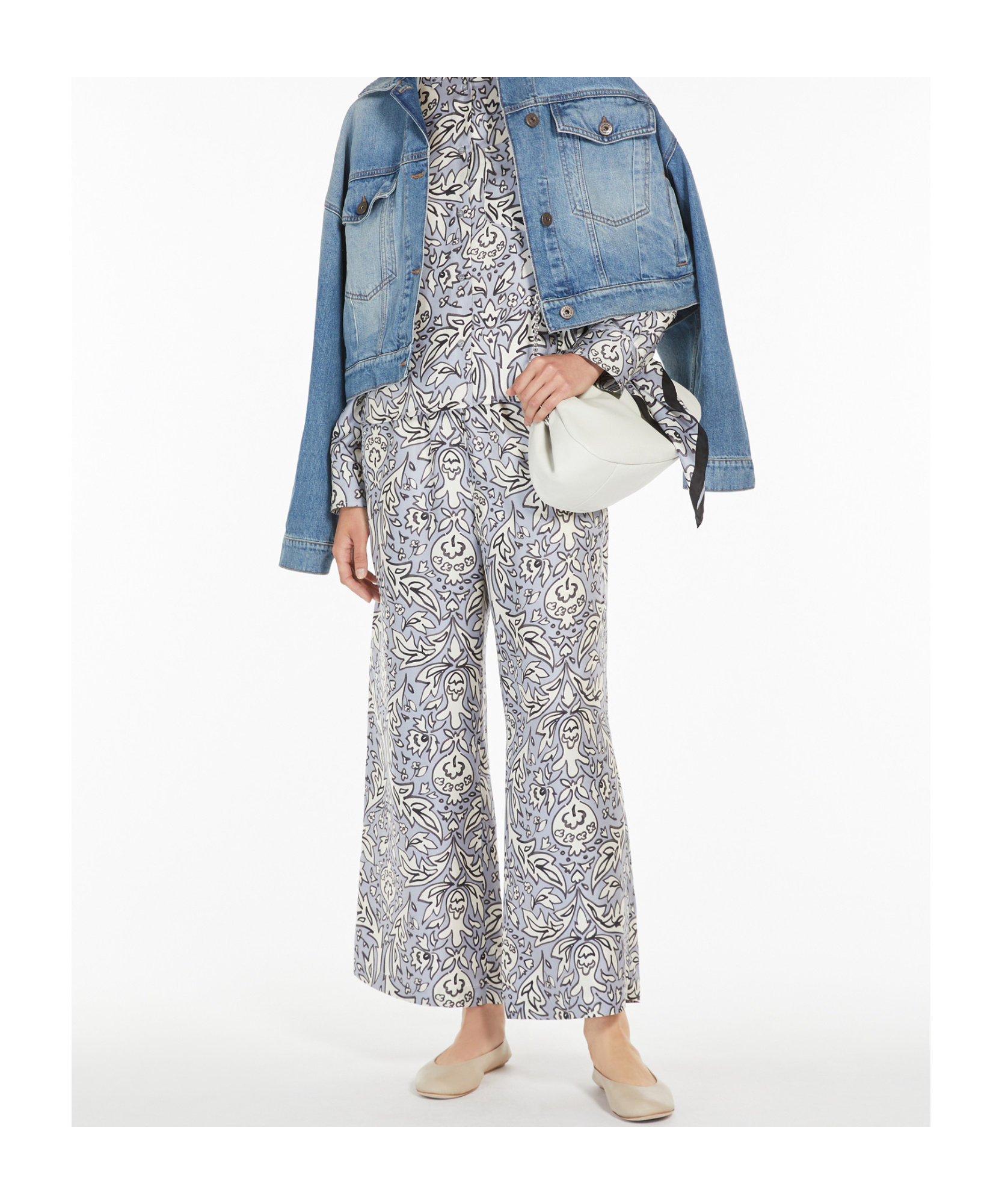 Weekend Max Mara Omens Lilac Eusebio Elasticated-waistband Straight-leg Relaxed-fit Silk Trousers In White