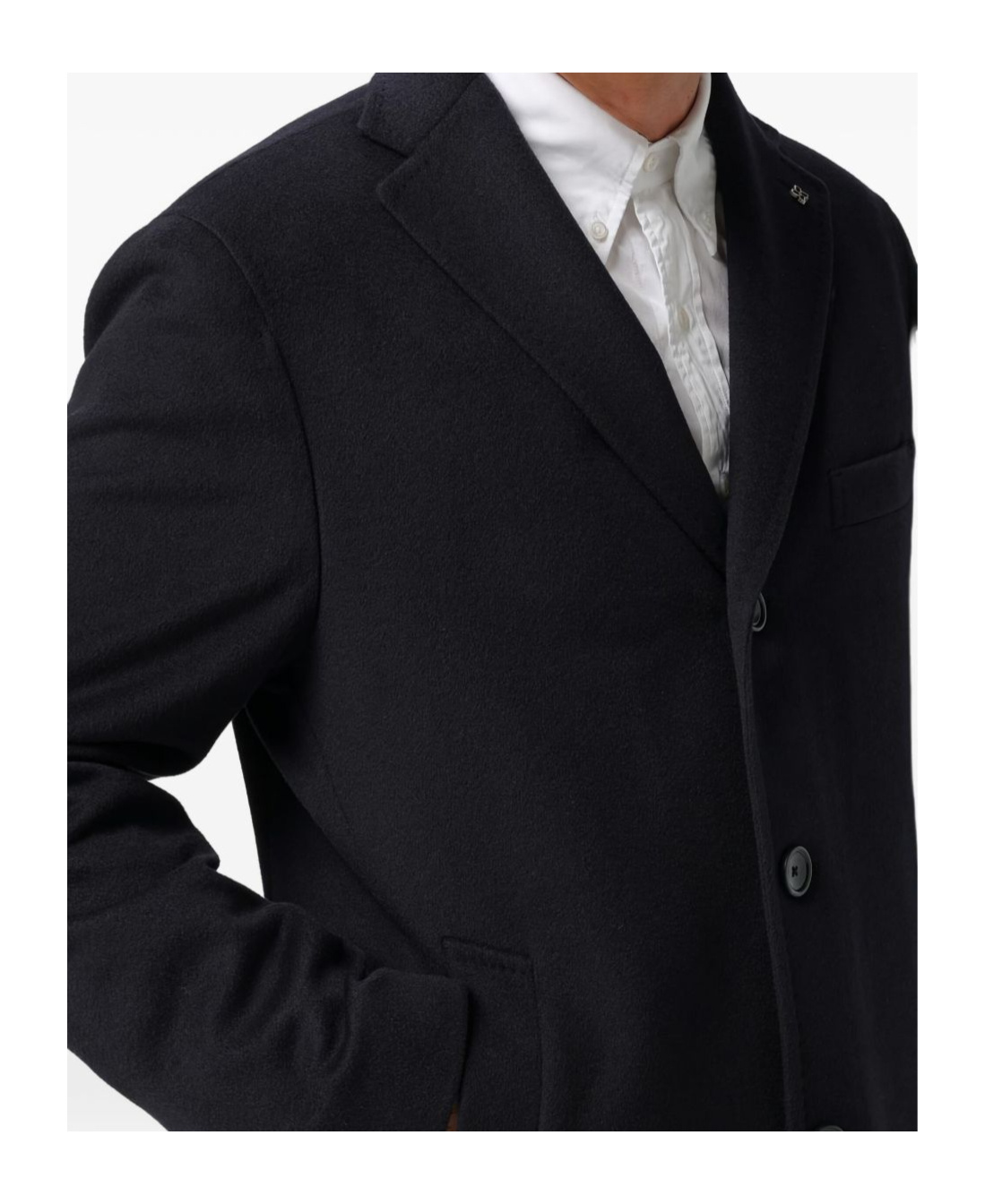 Tagliatore Long-sleeved Coat In Black