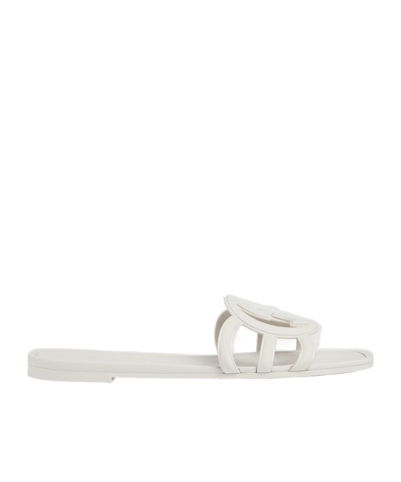 Gucci Stylish Interlocking Cut-out Sandals With 10mm Heel In White