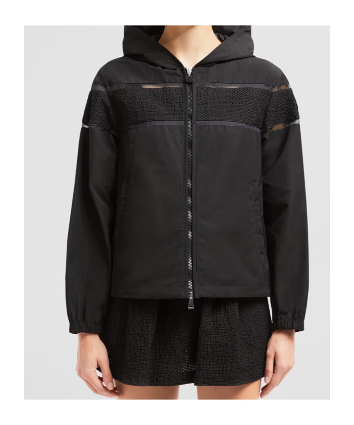 Moncler Clisson Embroidered Hooded Jacket In Black