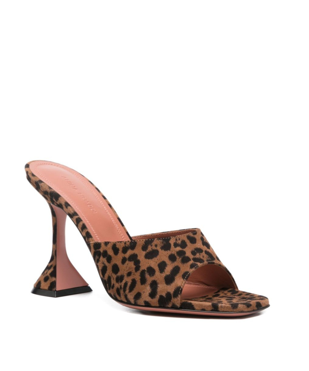 Amina Muaddi Square-toe High-heeled Sandals In Brown