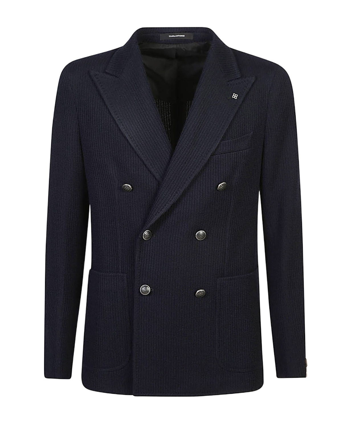 Tagliatore Blazer Doppiopetto In Lino Fiammato In Black