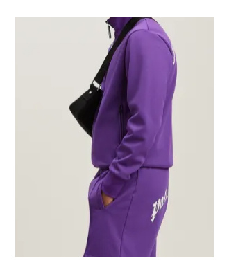 Shop Palm Angels Curved Logo Printed Track Jacket In Purple