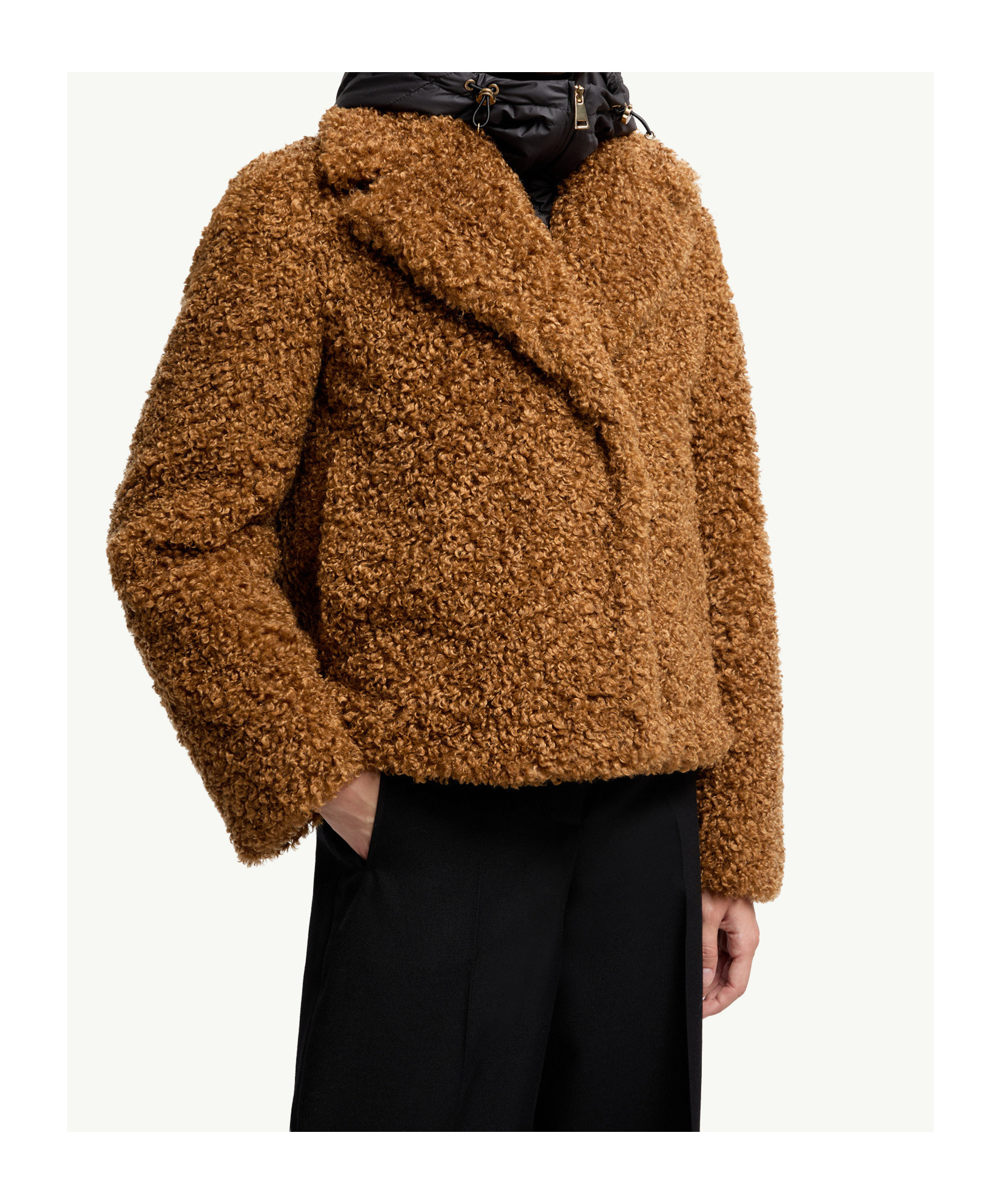 Moncler Barbot Hooded Short Padded Jacket In Brown